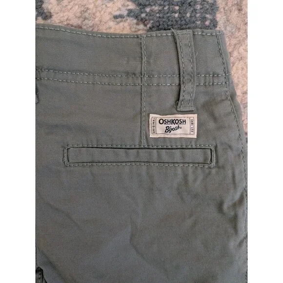 OshKosh Shorts Boys 5T Green Khaki Stretch Flat Front Casual Chino NWT 5 NEW - Picture 8 of 8
